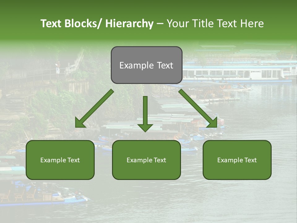 A Group Of Boats Floating On Top Of A River PowerPoint Template