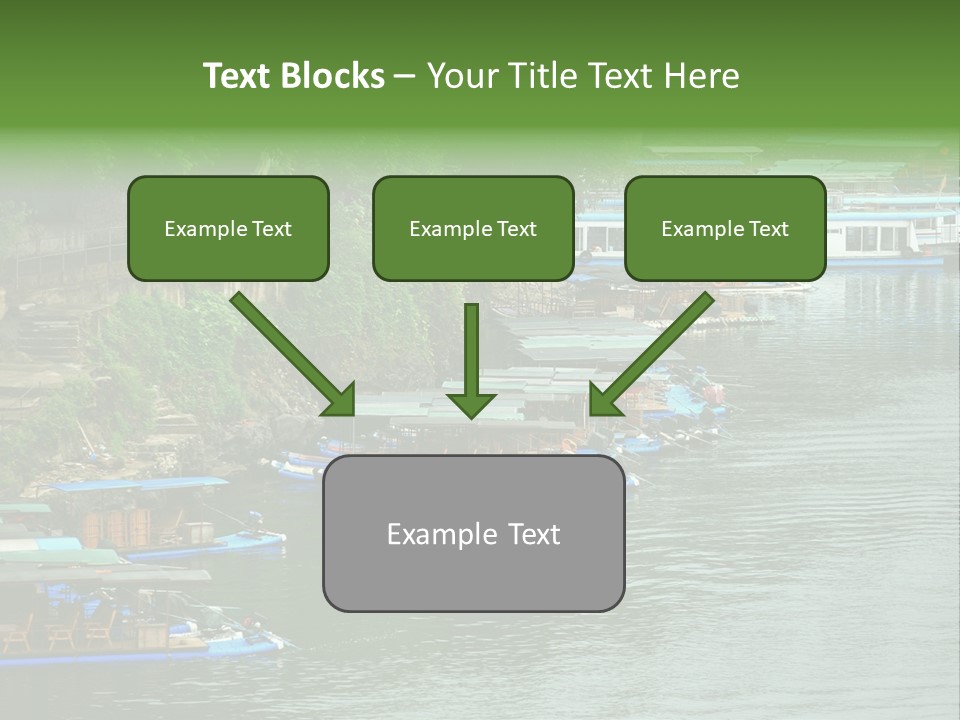 A Group Of Boats Floating On Top Of A River PowerPoint Template