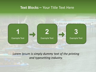A Group Of Boats Floating On Top Of A River PowerPoint Template