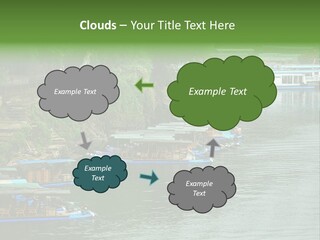 A Group Of Boats Floating On Top Of A River PowerPoint Template