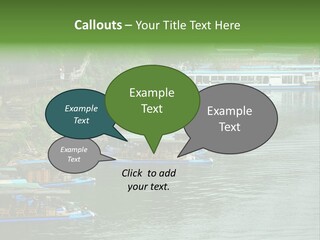 A Group Of Boats Floating On Top Of A River PowerPoint Template