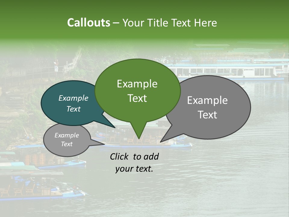 A Group Of Boats Floating On Top Of A River PowerPoint Template