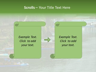 A Group Of Boats Floating On Top Of A River PowerPoint Template