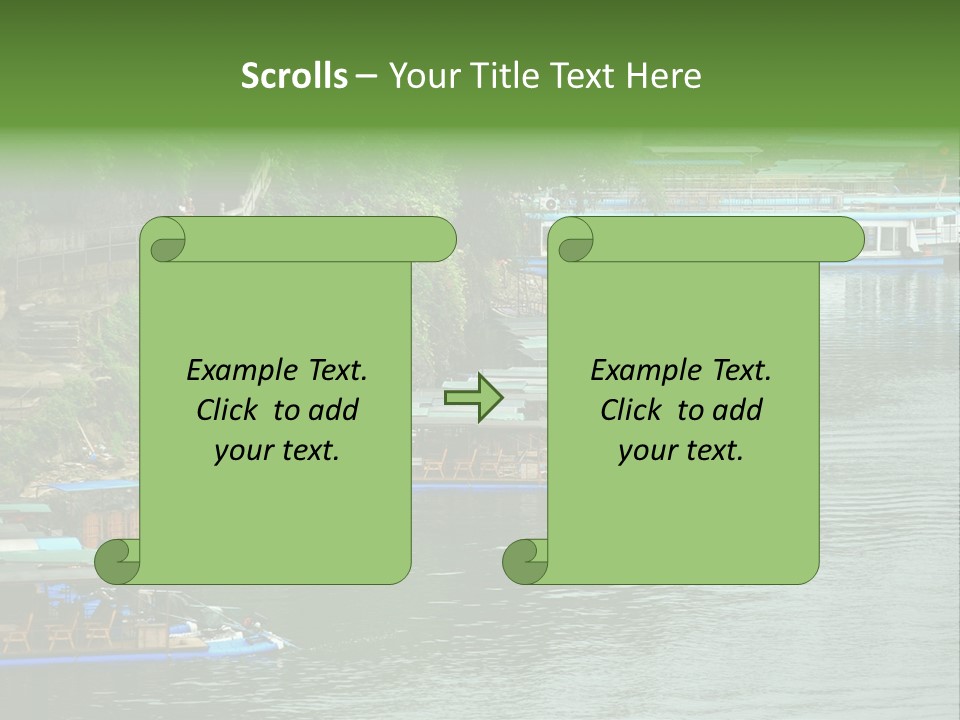 A Group Of Boats Floating On Top Of A River PowerPoint Template