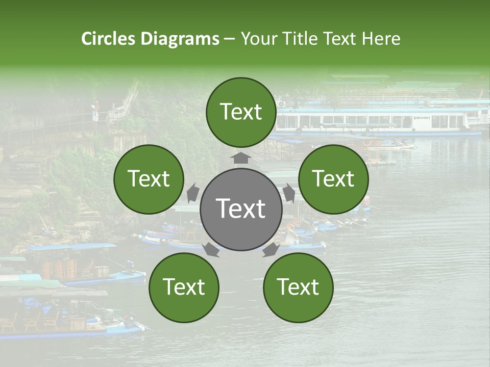 A Group Of Boats Floating On Top Of A River PowerPoint Template