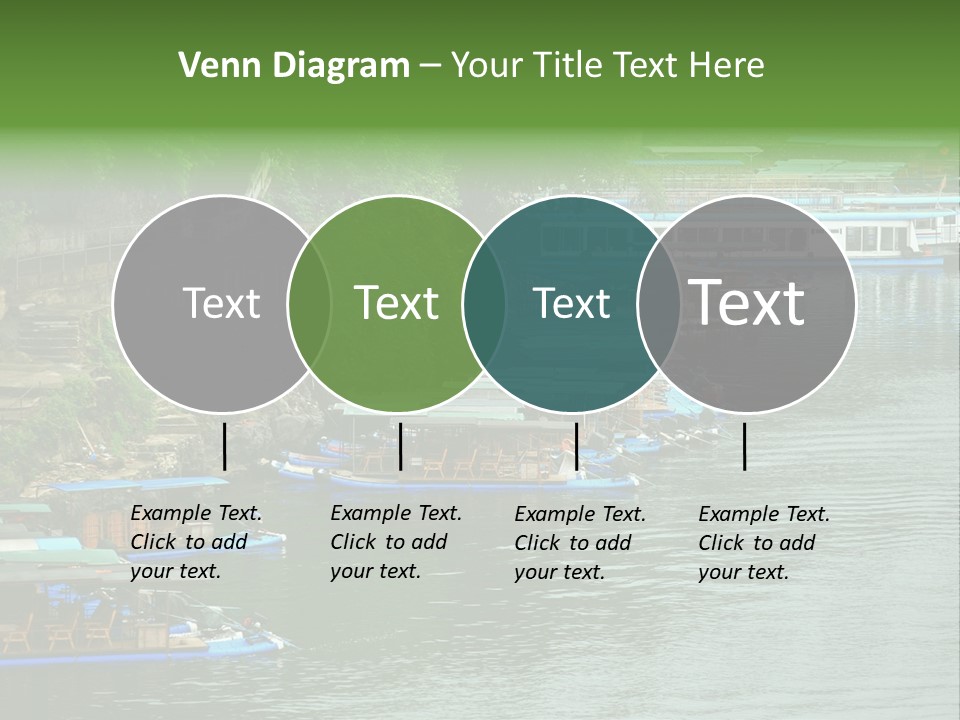 A Group Of Boats Floating On Top Of A River PowerPoint Template