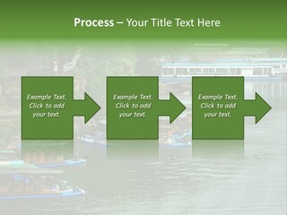 A Group Of Boats Floating On Top Of A River PowerPoint Template