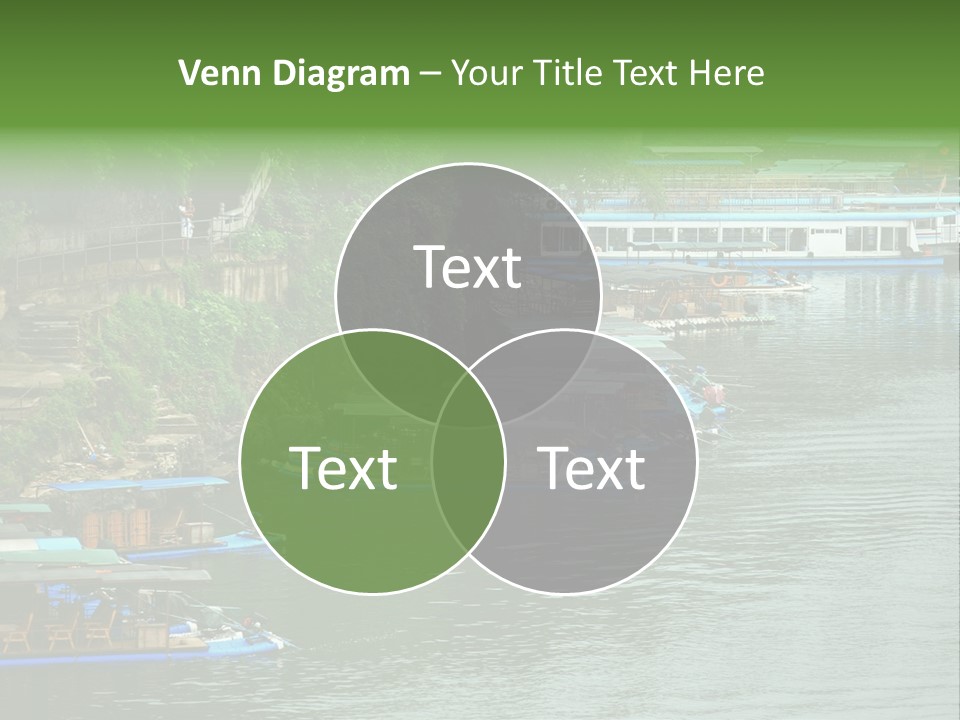 A Group Of Boats Floating On Top Of A River PowerPoint Template