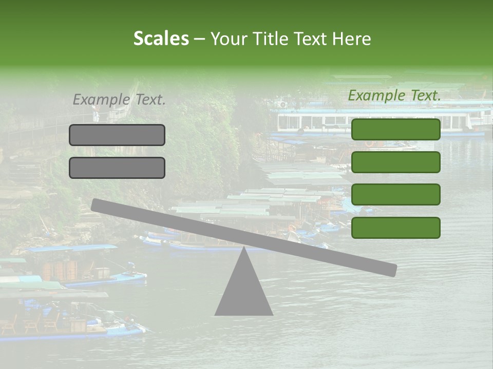 A Group Of Boats Floating On Top Of A River PowerPoint Template
