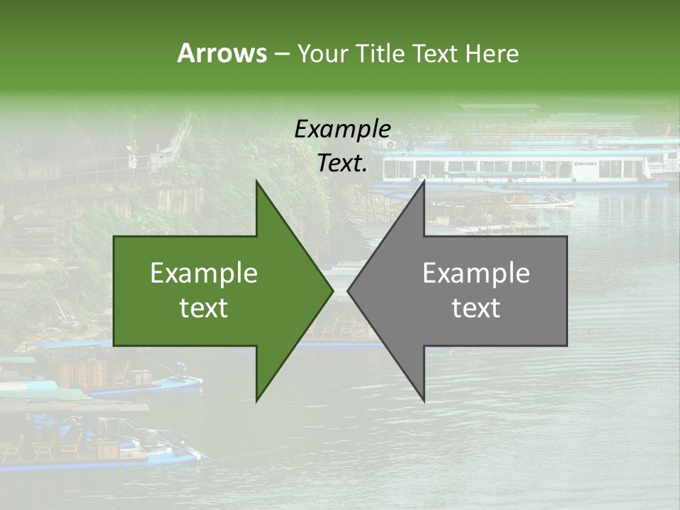 A Group Of Boats Floating On Top Of A River PowerPoint Template