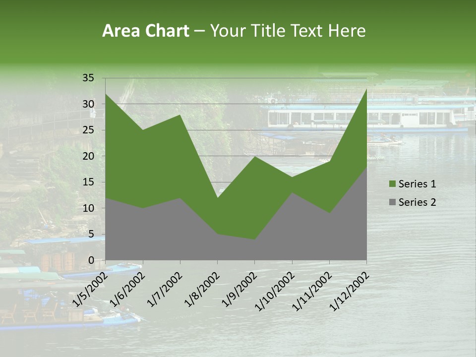 A Group Of Boats Floating On Top Of A River PowerPoint Template
