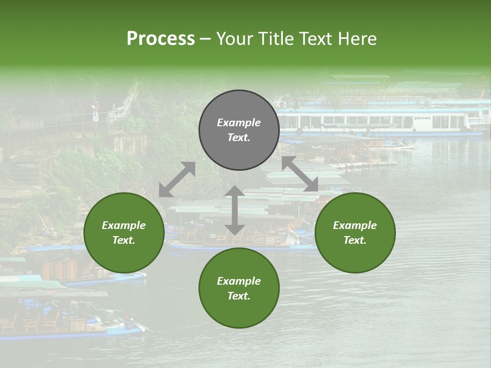 A Group Of Boats Floating On Top Of A River PowerPoint Template