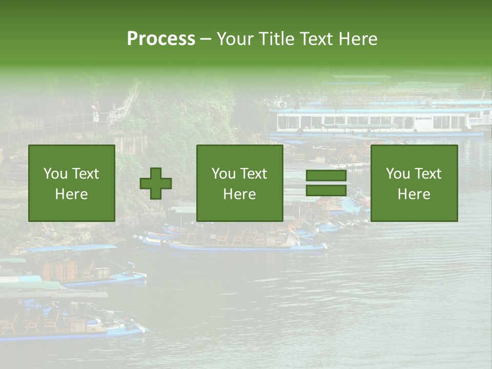A Group Of Boats Floating On Top Of A River PowerPoint Template
