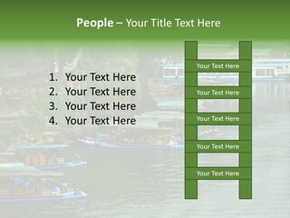 A Group Of Boats Floating On Top Of A River PowerPoint Template