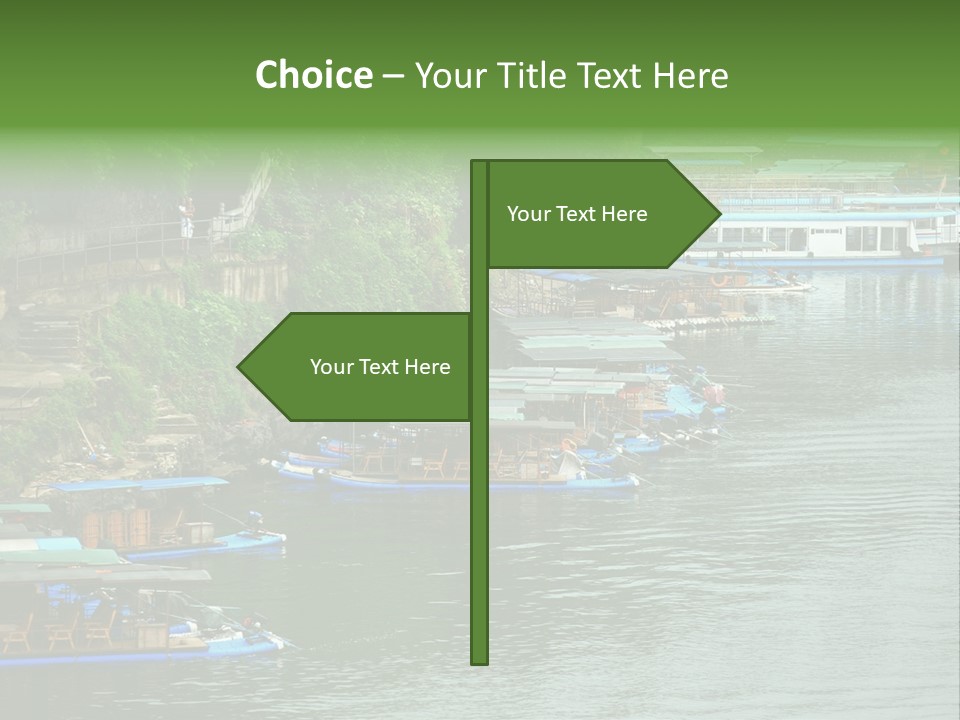 A Group Of Boats Floating On Top Of A River PowerPoint Template