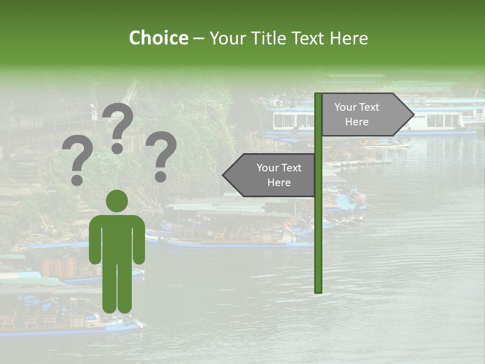 A Group Of Boats Floating On Top Of A River PowerPoint Template