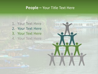 A Group Of Boats Floating On Top Of A River PowerPoint Template