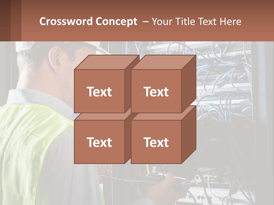 A Man In A Hardhat Working On A Server PowerPoint Template