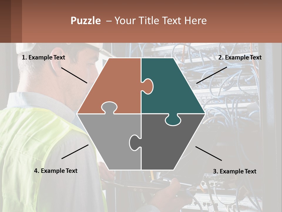 A Man In A Hardhat Working On A Server PowerPoint Template