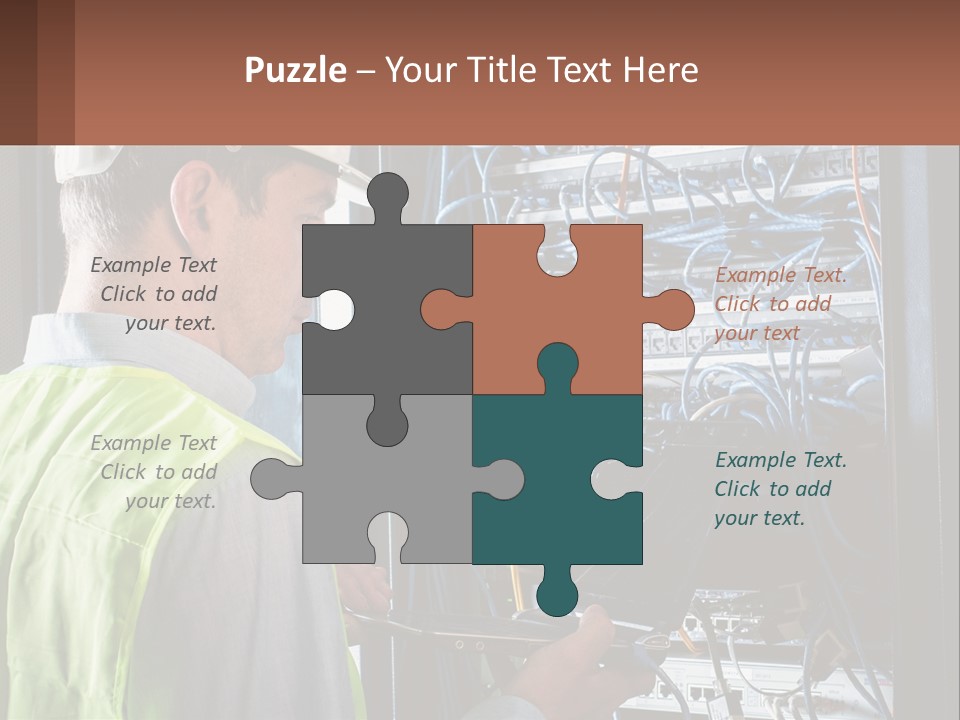 A Man In A Hardhat Working On A Server PowerPoint Template
