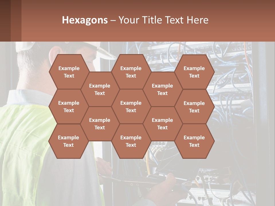 A Man In A Hardhat Working On A Server PowerPoint Template