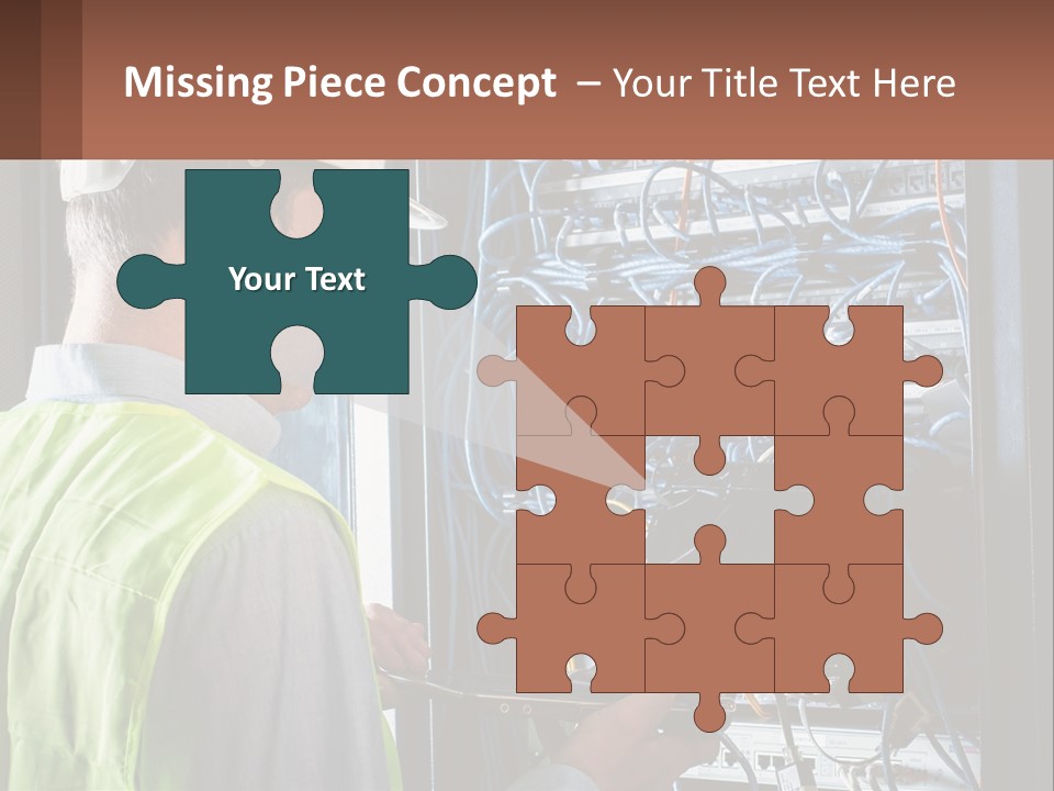 A Man In A Hardhat Working On A Server PowerPoint Template