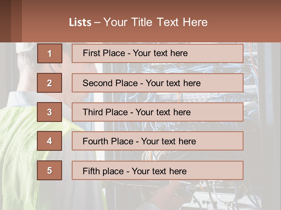 A Man In A Hardhat Working On A Server PowerPoint Template