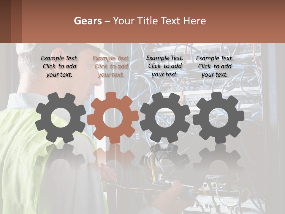 A Man In A Hardhat Working On A Server PowerPoint Template