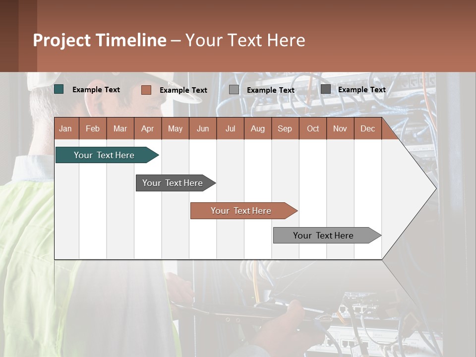 A Man In A Hardhat Working On A Server PowerPoint Template