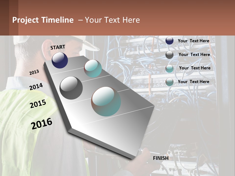 A Man In A Hardhat Working On A Server PowerPoint Template