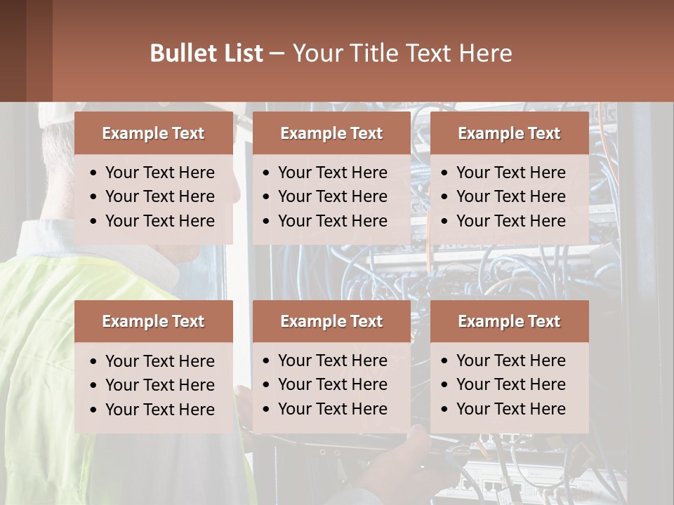 A Man In A Hardhat Working On A Server PowerPoint Template