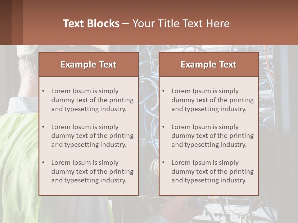 A Man In A Hardhat Working On A Server PowerPoint Template