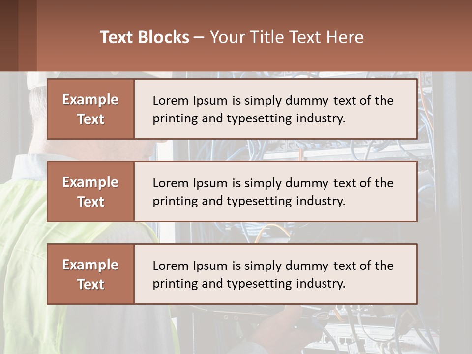 A Man In A Hardhat Working On A Server PowerPoint Template