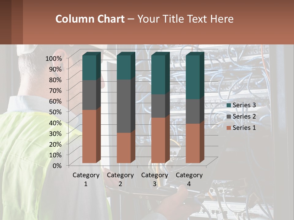 A Man In A Hardhat Working On A Server PowerPoint Template