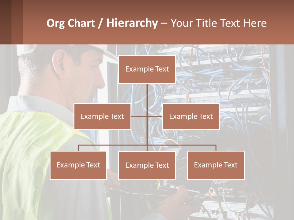 A Man In A Hardhat Working On A Server PowerPoint Template