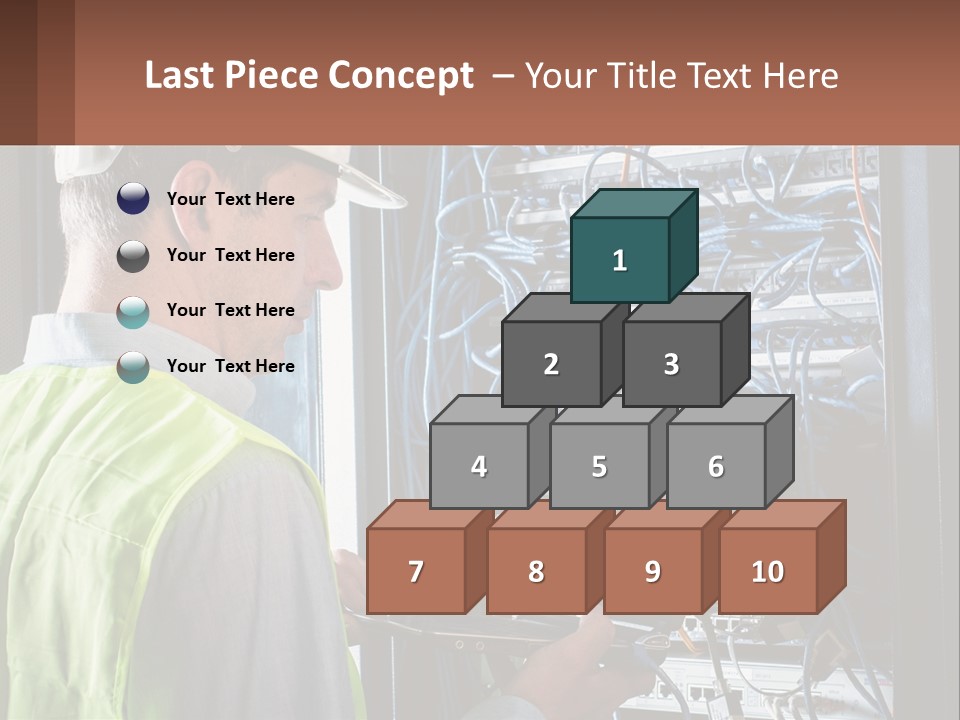 A Man In A Hardhat Working On A Server PowerPoint Template
