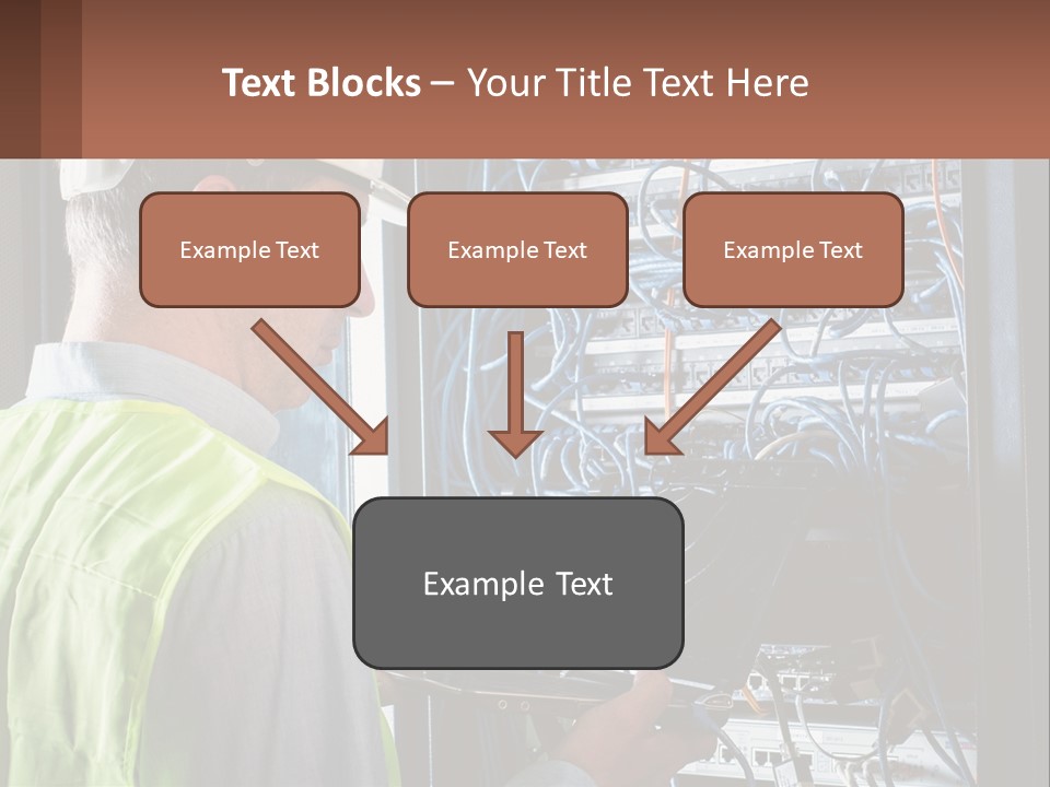 A Man In A Hardhat Working On A Server PowerPoint Template