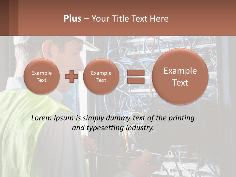 A Man In A Hardhat Working On A Server PowerPoint Template