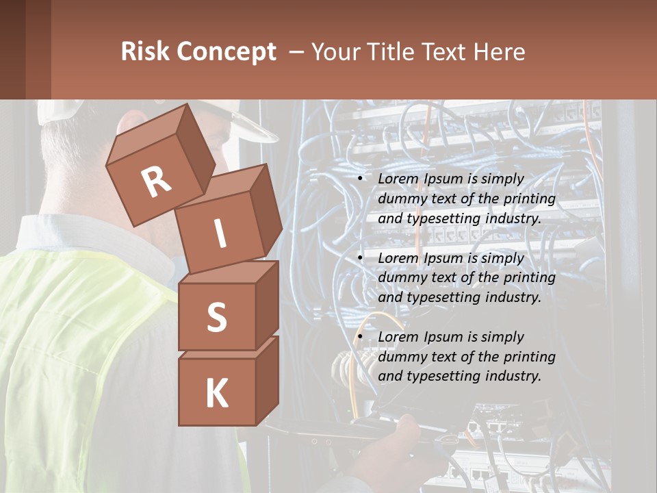 A Man In A Hardhat Working On A Server PowerPoint Template