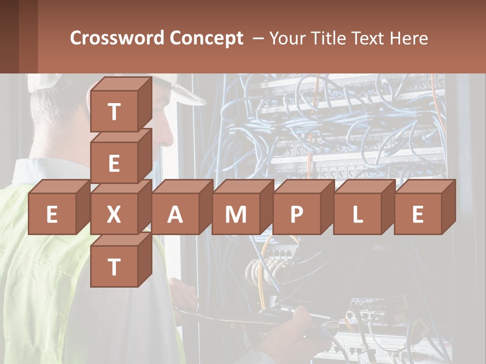 A Man In A Hardhat Working On A Server PowerPoint Template