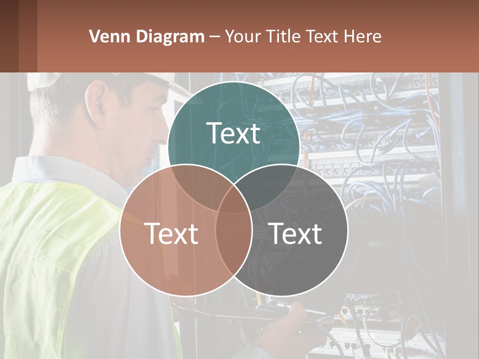 A Man In A Hardhat Working On A Server PowerPoint Template