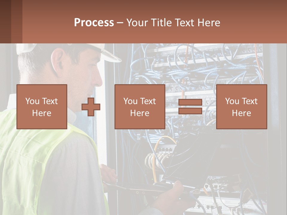 A Man In A Hardhat Working On A Server PowerPoint Template