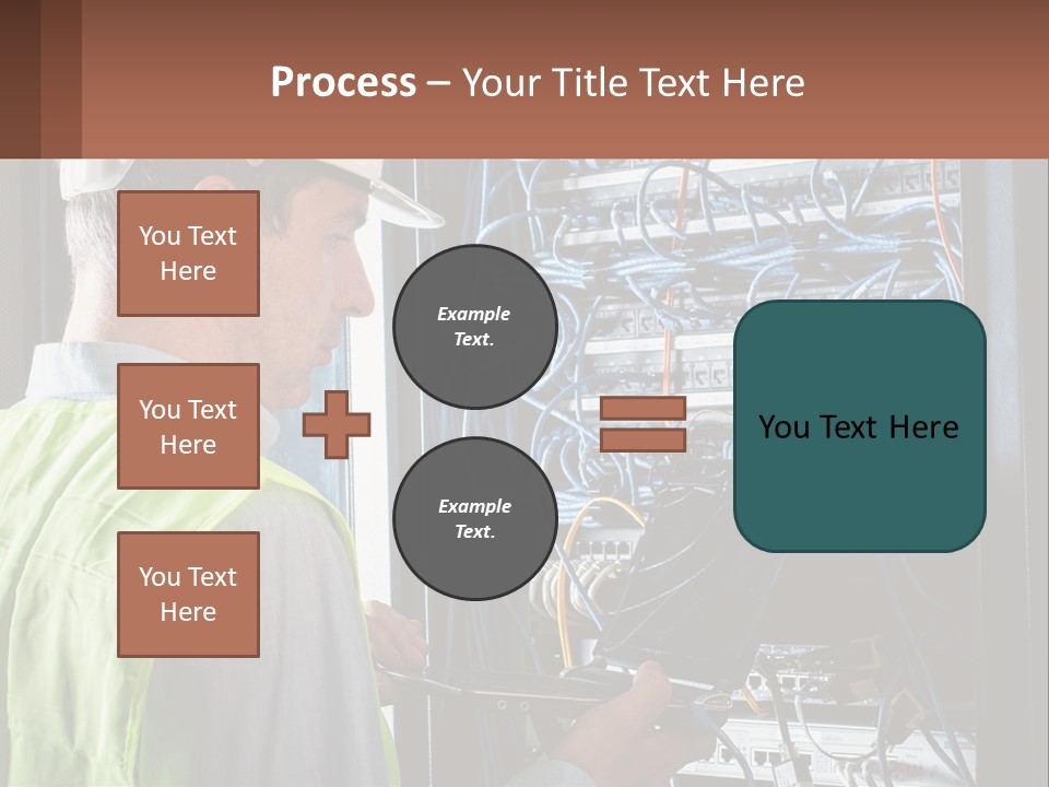 A Man In A Hardhat Working On A Server PowerPoint Template