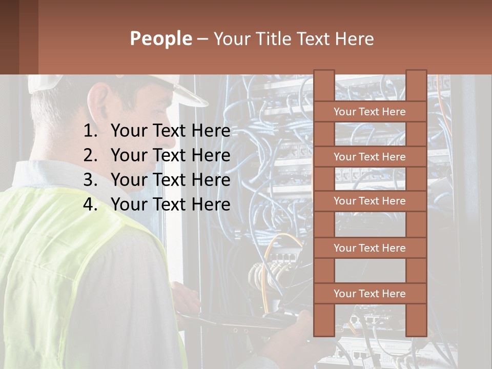 A Man In A Hardhat Working On A Server PowerPoint Template