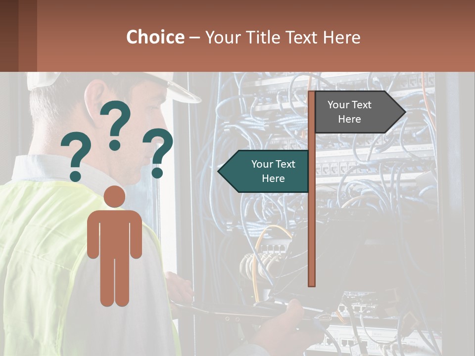 A Man In A Hardhat Working On A Server PowerPoint Template