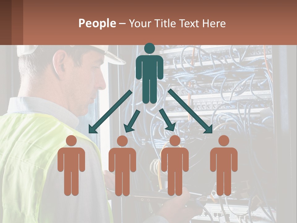 A Man In A Hardhat Working On A Server PowerPoint Template