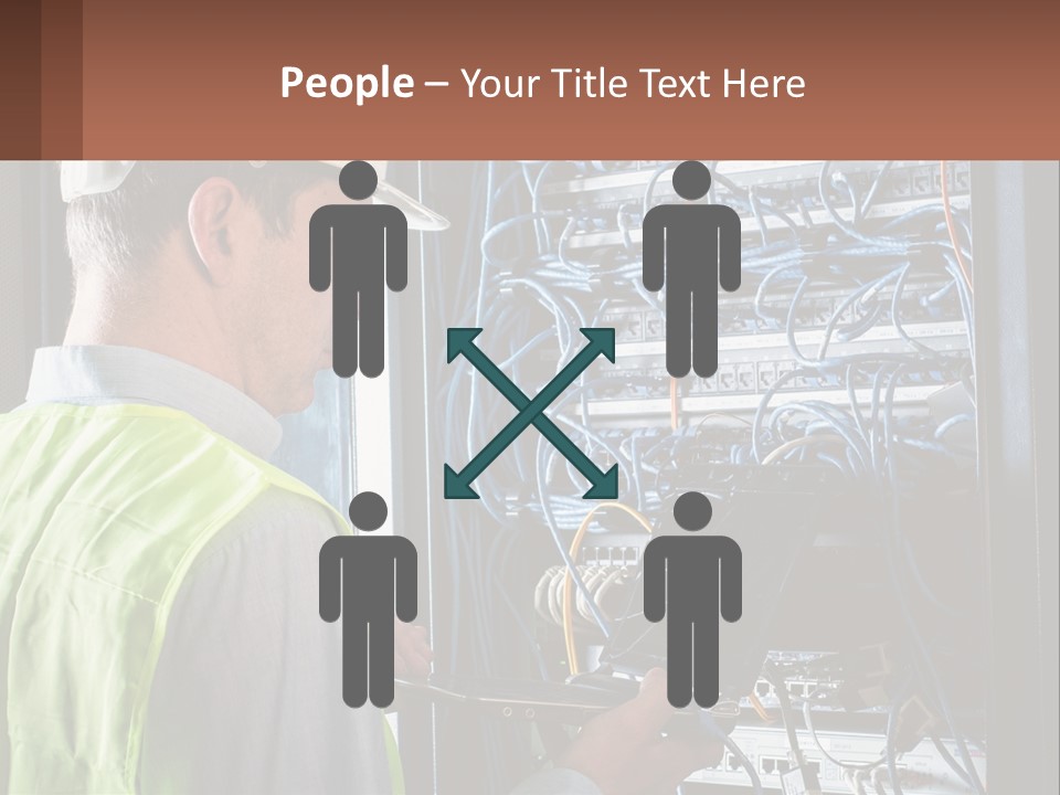 A Man In A Hardhat Working On A Server PowerPoint Template