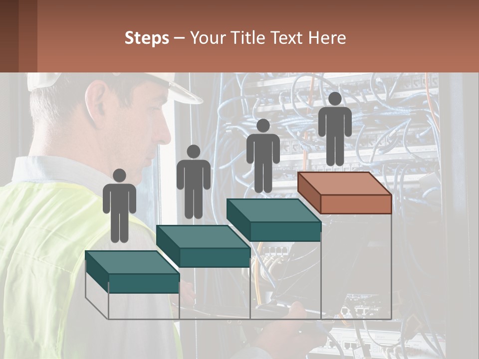 A Man In A Hardhat Working On A Server PowerPoint Template