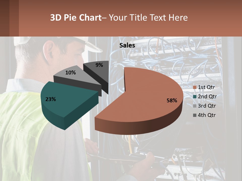 A Man In A Hardhat Working On A Server PowerPoint Template