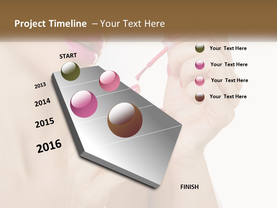 A Woman With Pink Nail Polish Holding A Pink Toothbrush PowerPoint Template
